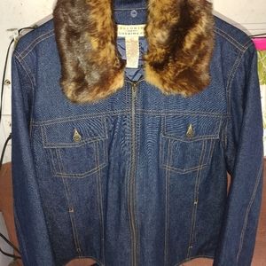 Denim and fur jacket
